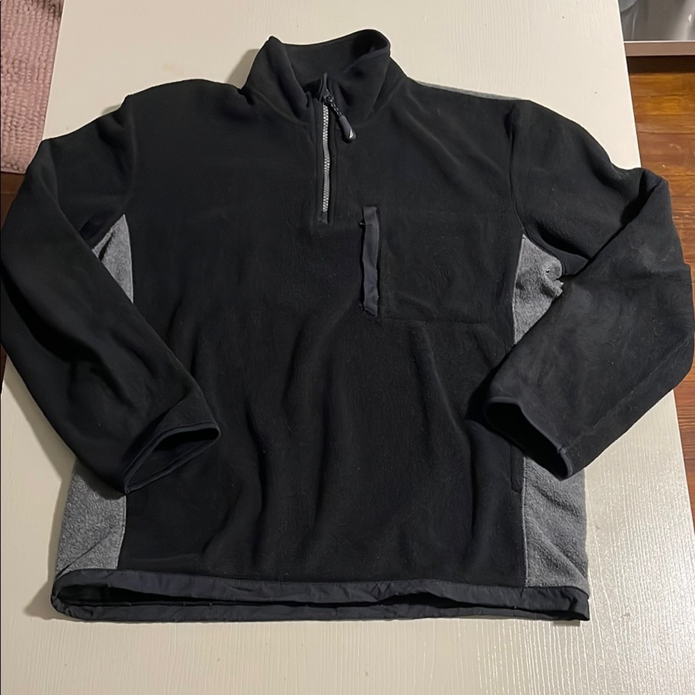 Men’s: Nautica Black and Gray Quarter Zip Fleece- Size Small